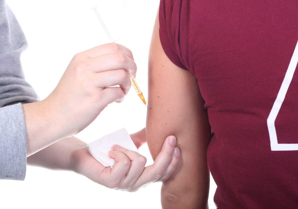 Woman's arm getting injected with semaglutide